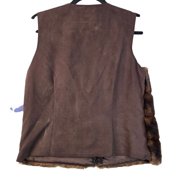 90s Small Y2K Faux Fur Vest Chocolate Brown Catherine Stewart Vintage Deadstock - Picture 3 of 8